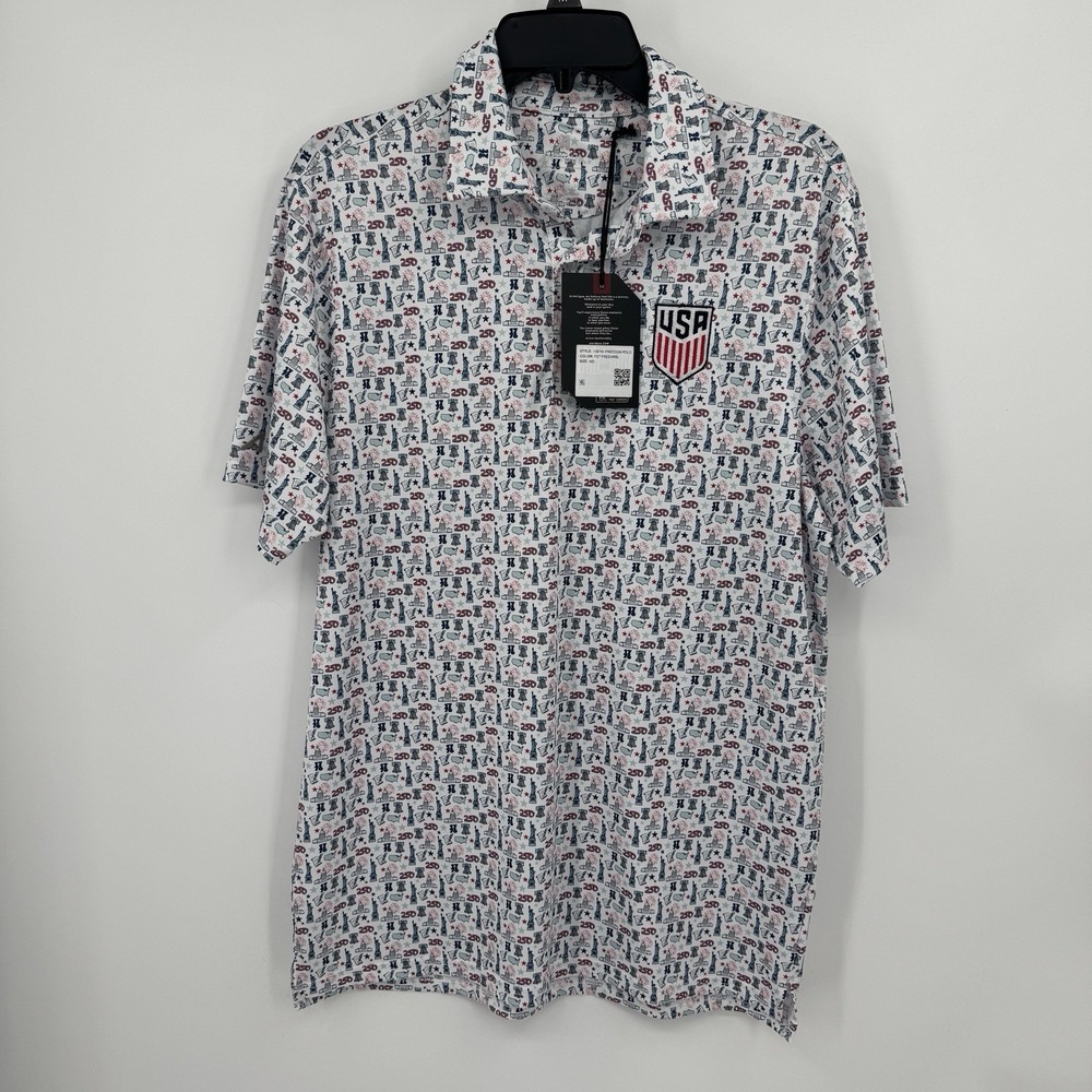 Antigua Men's Polo Shirt Size M Medium USA Freedom 250th Anniversary $70 NWT